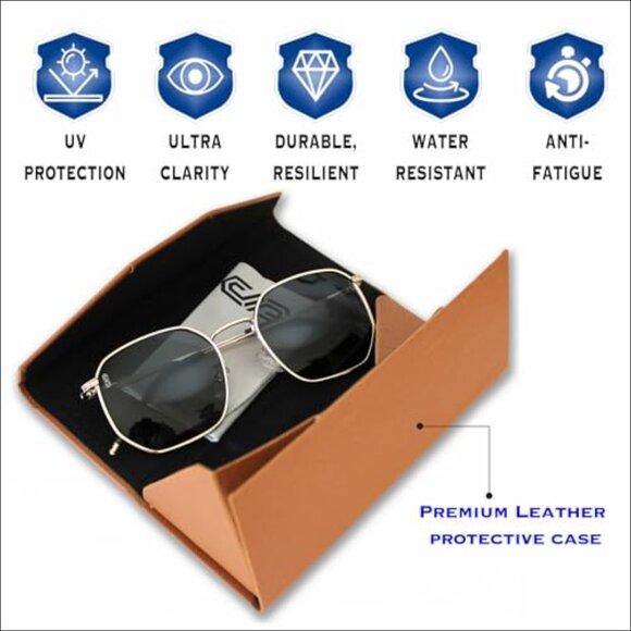 100% Real Glass Hexagonal Sunglasses UV400 Protection Non-Polarized main image 5